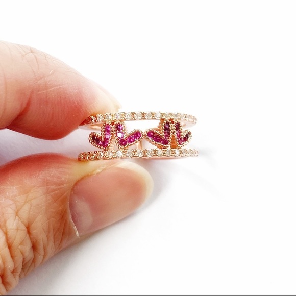 Delicate Sweethearts Crystal Rose Gold Pave Ring - Picture 3 of 6